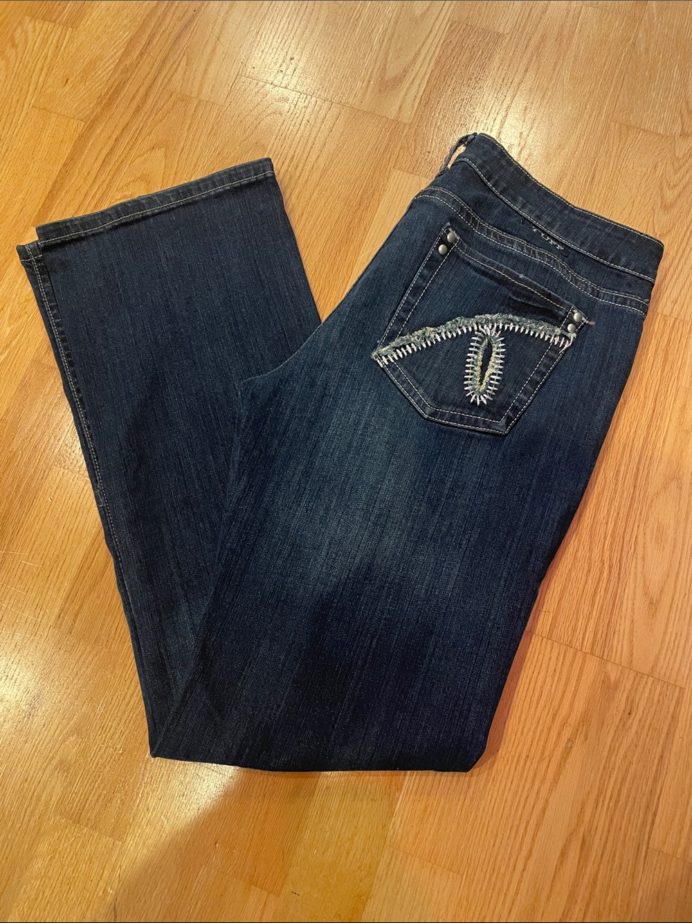 Cowgirl Tuff Dark Blue Boot Cut Jeans with Embroidered Back Pocket